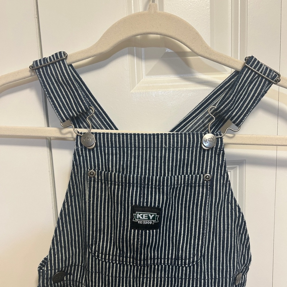 Key Striped Overalls, 4T